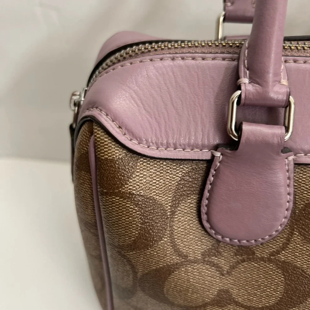 Coach Small Rowan CC signature brown and Lilac trim Crossbody Bag - Picture 14 of 15